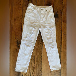 PacSun white distressed denim jeans, mom jeans